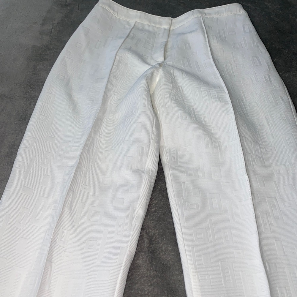 Alberto Makali Pants Womens 4 White Geometric Jacquard High Rise Textured Preppy